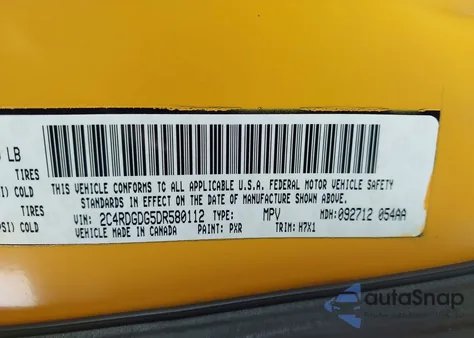 2013 Dodge Grand Caravan Crew из США, поврежденный, VIN 2C4RDGDG5DR580112